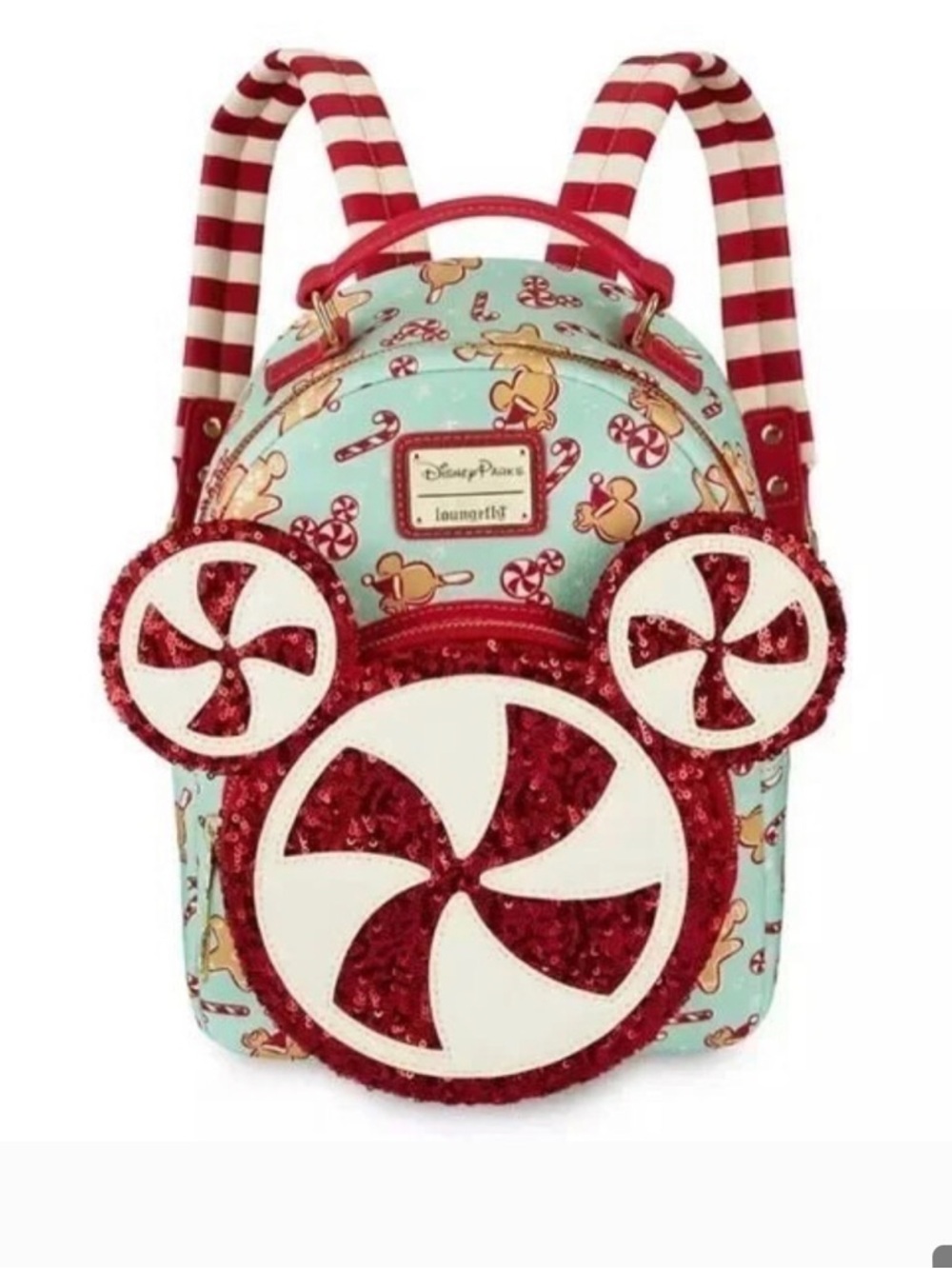 Loungefly Mint, Red & Cream Peppermint Mouse Mini Backpack